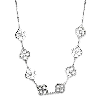 LOS874 Rhodium 925 Sterling Silver Necklace with Top Grade Crystal in Clear