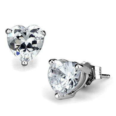 LOS883 - Rhodium 925 Sterling Silver Earrings with AAA Grade CZ  in Clear