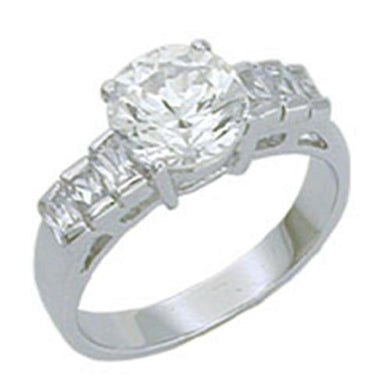 S14030 - Rhodium 925 Sterling Silver Ring with AAA Grade CZ  in Clear