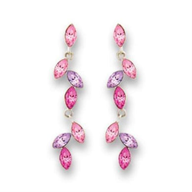 S411001 - Rhodium 925 Sterling Silver Earrings with Top Grade Crystal  in Multi Color
