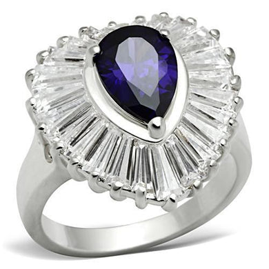 SS004 - Silver 925 Sterling Silver Ring with AAA Grade CZ  in Tanzanite