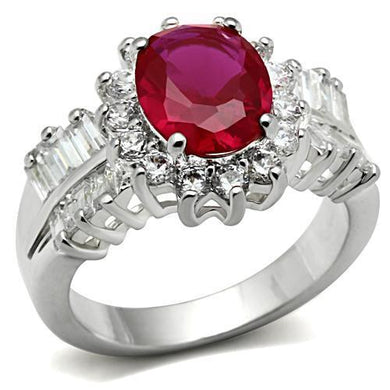 SS009 - Silver 925 Sterling Silver Ring with AAA Grade CZ  in Ruby