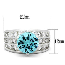 Load image into Gallery viewer, SS010 - Silver 925 Sterling Silver Ring with AAA Grade CZ  in Sea Blue