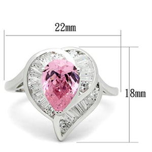SS011 - Silver 925 Sterling Silver Ring with AAA Grade CZ  in Rose