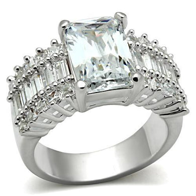 SS023 - Silver 925 Sterling Silver Ring with AAA Grade CZ  in Clear