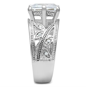SS024 - Silver 925 Sterling Silver Ring with AAA Grade CZ  in Clear