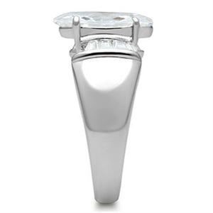 SS028 - Silver 925 Sterling Silver Ring with AAA Grade CZ  in Clear