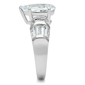 SS049 - Silver 925 Sterling Silver Ring with AAA Grade CZ  in Clear