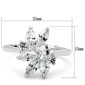 SS055 - Silver 925 Sterling Silver Ring with AAA Grade CZ  in Clear