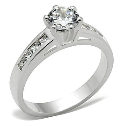 SS058 - Silver 925 Sterling Silver Ring with AAA Grade CZ  in Clear