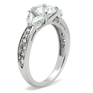 SS059 - Silver 925 Sterling Silver Ring with AAA Grade CZ  in Clear