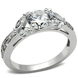 SS059 - Silver 925 Sterling Silver Ring with AAA Grade CZ  in Clear