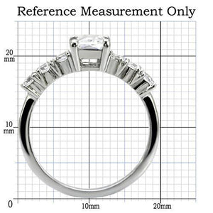 TK002 - High polished (no plating) Stainless Steel Ring with AAA Grade CZ  in Clear