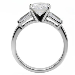 TK005 - High polished (no plating) Stainless Steel Ring with AAA Grade CZ  in Clear