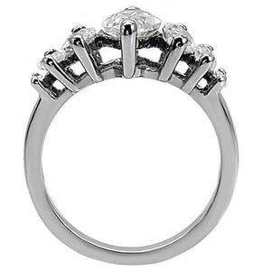 TK006 - High polished (no plating) Stainless Steel Ring with AAA Grade CZ  in Clear