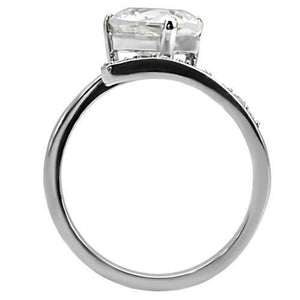 TK009 - High-Polished Stainless Steel Ring with AAA Grade CZ  in Clear