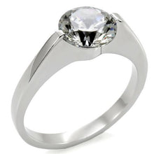 Load image into Gallery viewer, TK012 - High polished (no plating) Stainless Steel Ring with AAA Grade CZ  in Clear