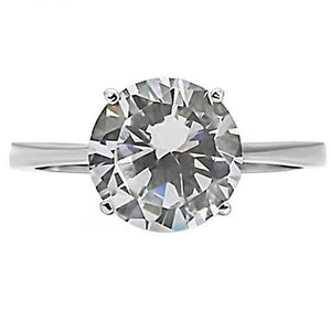 TK013 - High polished (no plating) Stainless Steel Ring with AAA Grade CZ  in Clear