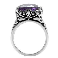 Load image into Gallery viewer, TK016 - High polished (no plating) Stainless Steel Ring with AAA Grade CZ  in Amethyst