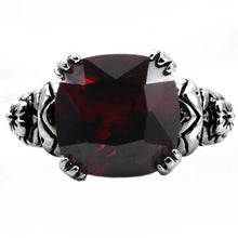 Load image into Gallery viewer, TK018 - High polished (no plating) Stainless Steel Ring with AAA Grade CZ  in Garnet