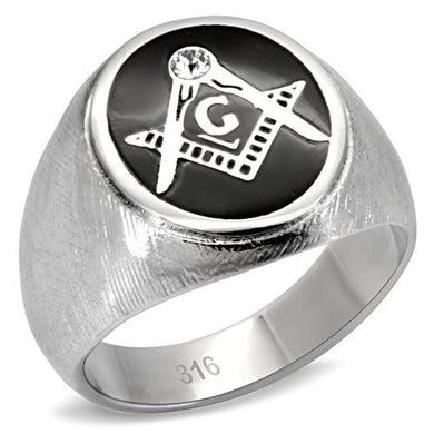 TK02222 - High polished (no plating) Stainless Steel Ring with Top Grade Crystal  in Clear