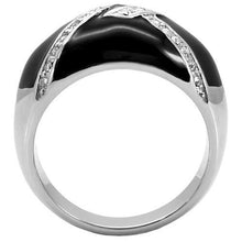 Load image into Gallery viewer, TK022 - High polished (no plating) Stainless Steel Ring with Top Grade Crystal  in Clear