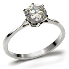 Load image into Gallery viewer, TK025 - High polished (no plating) Stainless Steel Ring with AAA Grade CZ  in Clear