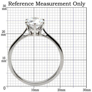 TK025 - High polished (no plating) Stainless Steel Ring with AAA Grade CZ  in Clear