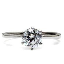 Load image into Gallery viewer, TK025 - High polished (no plating) Stainless Steel Ring with AAA Grade CZ  in Clear