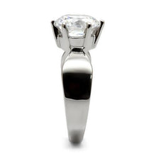Load image into Gallery viewer, TK046 - High polished (no plating) Stainless Steel Ring with AAA Grade CZ  in Clear