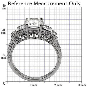 TK057 - High polished (no plating) Stainless Steel Ring with AAA Grade CZ  in Clear
