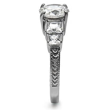 Load image into Gallery viewer, TK057 - High polished (no plating) Stainless Steel Ring with AAA Grade CZ  in Clear