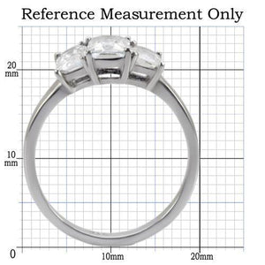 TK058 - High polished (no plating) Stainless Steel Ring with AAA Grade CZ  in Clear