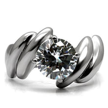 Load image into Gallery viewer, TK060 - High polished (no plating) Stainless Steel Ring with AAA Grade CZ  in Clear