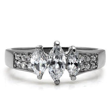 Load image into Gallery viewer, TK061 - High polished (no plating) Stainless Steel Ring with AAA Grade CZ  in Clear