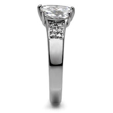 Load image into Gallery viewer, TK061 - High polished (no plating) Stainless Steel Ring with AAA Grade CZ  in Clear