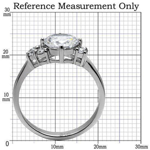 TK062 - High polished (no plating) Stainless Steel Ring with AAA Grade CZ  in Clear