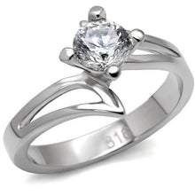 Load image into Gallery viewer, TK063 - High polished (no plating) Stainless Steel Ring with AAA Grade CZ  in Clear