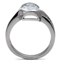 Load image into Gallery viewer, TK064 - High polished (no plating) Stainless Steel Ring with AAA Grade CZ  in Clear
