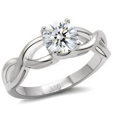 Load image into Gallery viewer, TK065 - High polished (no plating) Stainless Steel Ring with AAA Grade CZ  in Clear