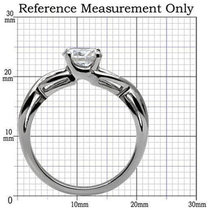 TK065 - High polished (no plating) Stainless Steel Ring with AAA Grade CZ  in Clear