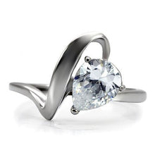 Load image into Gallery viewer, TK067 - High polished (no plating) Stainless Steel Ring with AAA Grade CZ  in Clear