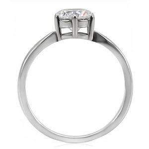 TK071 - High polished (no plating) Stainless Steel Ring with AAA Grade CZ  in Clear