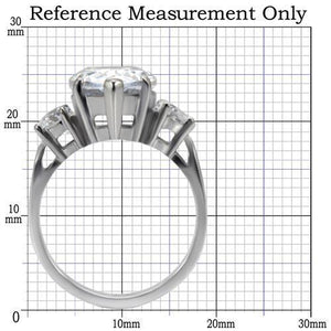 TK076 - High polished (no plating) Stainless Steel Ring with AAA Grade CZ  in Clear