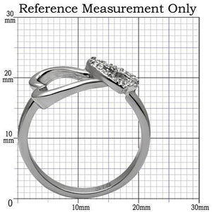 TK077 - High polished (no plating) Stainless Steel Ring with AAA Grade CZ  in Clear