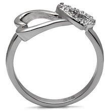 Load image into Gallery viewer, TK077 - High polished (no plating) Stainless Steel Ring with AAA Grade CZ  in Clear