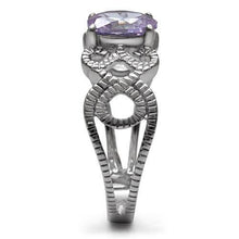 Load image into Gallery viewer, TK079 - High polished (no plating) Stainless Steel Ring with AAA Grade CZ  in Light Amethyst