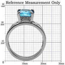 Load image into Gallery viewer, TK081 - High polished (no plating) Stainless Steel Ring with Synthetic Synthetic Glass in Sea Blue