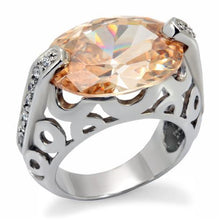 Load image into Gallery viewer, TK092 - High polished (no plating) Stainless Steel Ring with AAA Grade CZ  in Champagne