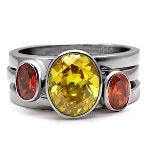 Kaela Cocktail Ring - Stainless Steel, AAA CZ , Multi Color - TK095